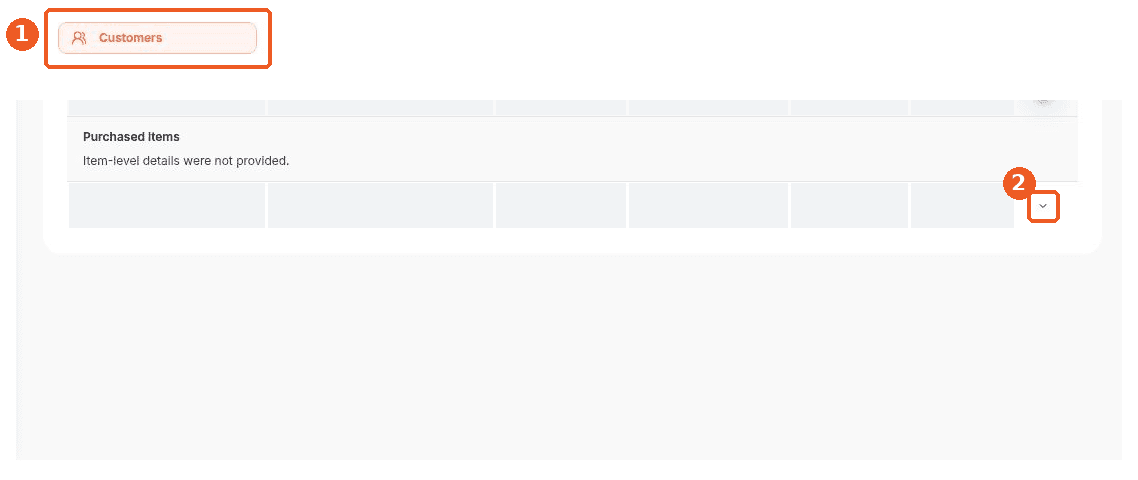 Customers screen showing how to answer: Where can I see the items in a purchase?