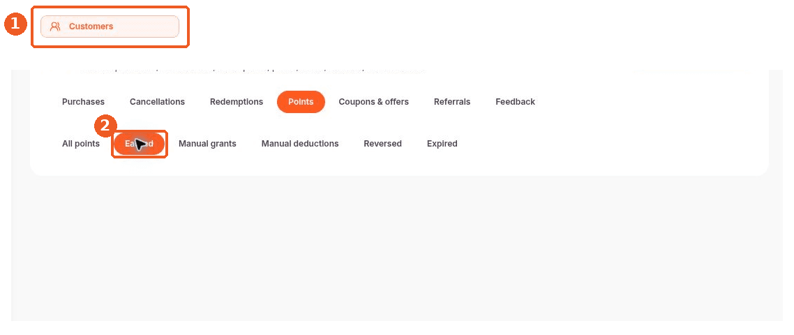 Customers screen showing how to answer: Where can I see earned points?