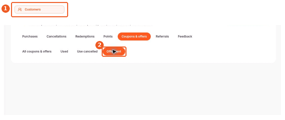 Customers screen showing how to answer: Where can I see coupons and offers sent to a customer?