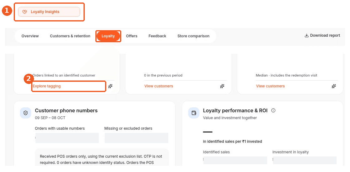 Loyalty Insights screen showing how to answer: Where can I check customer tagging?