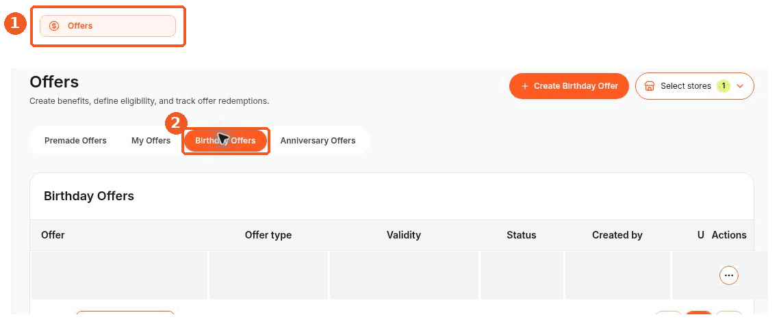 Offers screen showing how to answer: Where can I manage birthday offers?