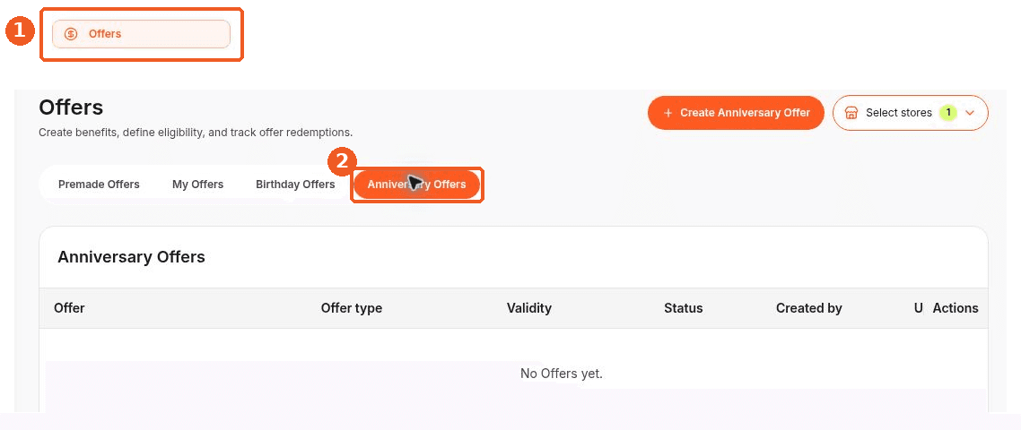 Offers screen showing how to answer: Where can I manage anniversary offers?